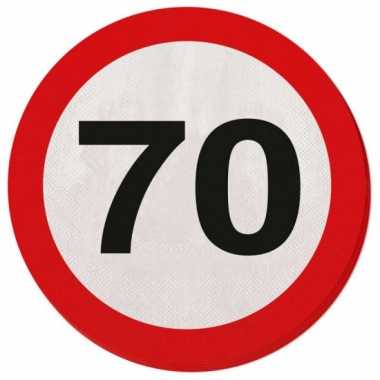 20x papieren servetjes 70 jaar verkeersbord thema feestartikelen 33 r