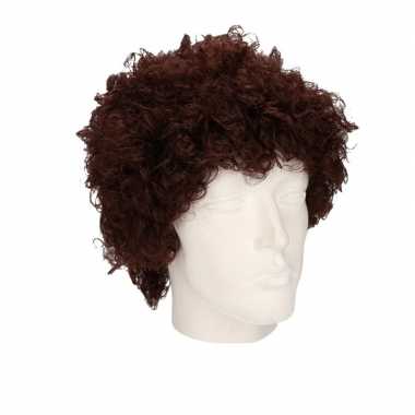 Feest 70s bruine krullen/afro pruik volwassenen