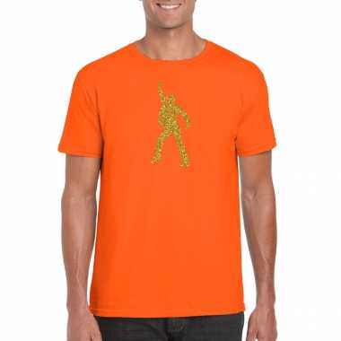Gouden disco t shirt / kleding oranje heren