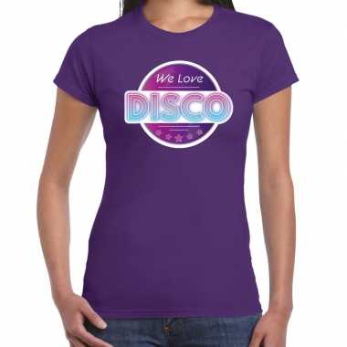 Party 70s/80s/90s feest shirt disco thema paars dames