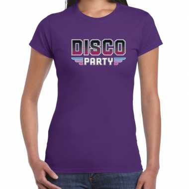 Party 70s/80s/90s feest shirt disco thema paars dames