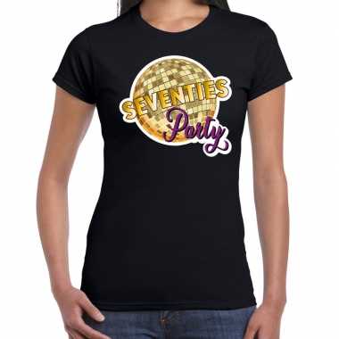 Party70s feest shirt disco thema zwart dames