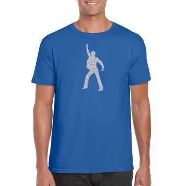 Zilveren disco t shirt / kleding blauw heren