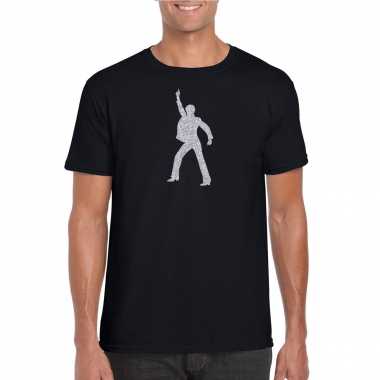 Zilveren disco t shirt / kleding zwart heren