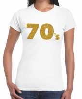 70 s goud glitter t shirt wit dames