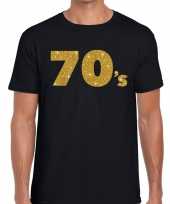 70 s gouden glitter tekst t shirt zwart heren