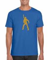 Gouden disco t-shirt kleding blauw heren