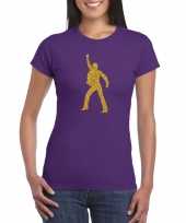 Gouden disco t shirt kleding paars dames