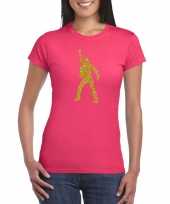 Gouden disco t shirt kleding roze dames