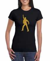 Gouden disco t shirt kleding zwart dames