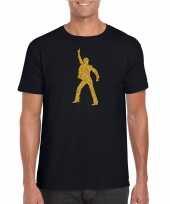 Gouden disco t-shirt kleding zwart heren