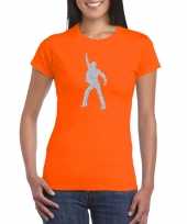 Zilveren disco t shirt kleding oranje dames