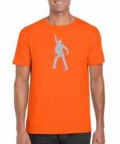 Zilveren disco t shirt kleding oranje heren