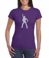 Zilveren disco t-shirt kleding paars dames