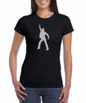 Zilveren disco t shirt kleding zwart dames